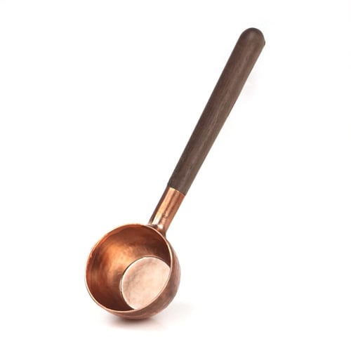Dacvgog Coffee Bean Measuring Spoon, Pure Wood and Copper Measuring Spoon, Coffee Powder Measuring Spoon, 10g