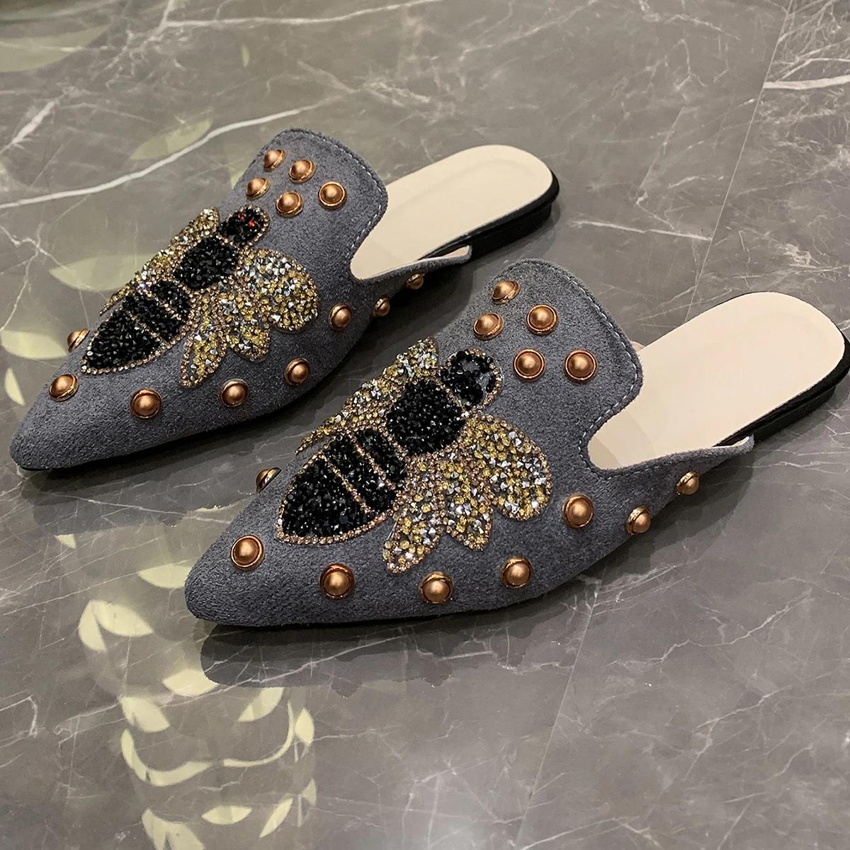 

Новые летние повседневные модные дышащие уличные тапочки Baotou с острым носком на низком каблуке для женщин 36