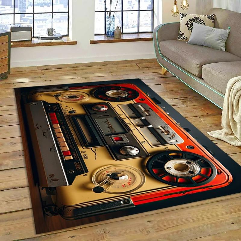 Casetă muzicală 3D Recorder retro CD Instrument Covor Covor pentru dormitor Living Decorat canapea, Decor copii Covoraș