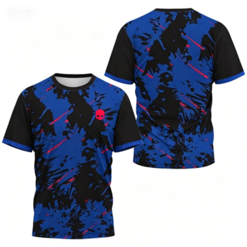 Men's T-shirt Round Neck Short Sleeved Color Printed Tennis Running Casual and Comfortable Outdoor Sportswear Top