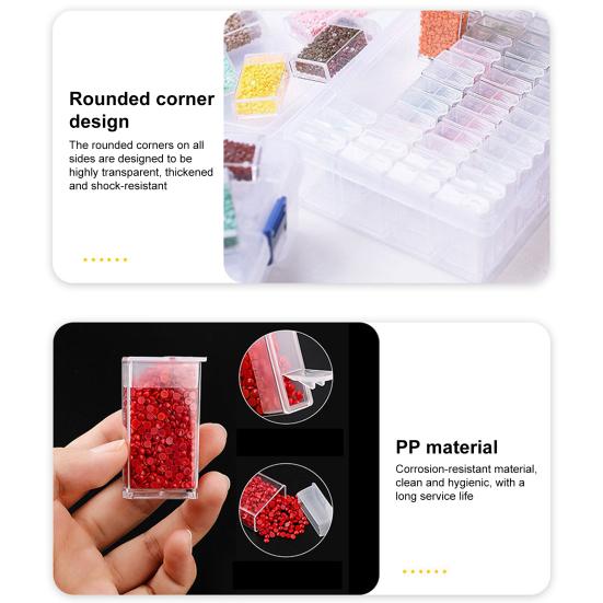 Bead Storage Box Large Capacity Multiple Compartments Transparent Design Rhinestones Painting Storage Container