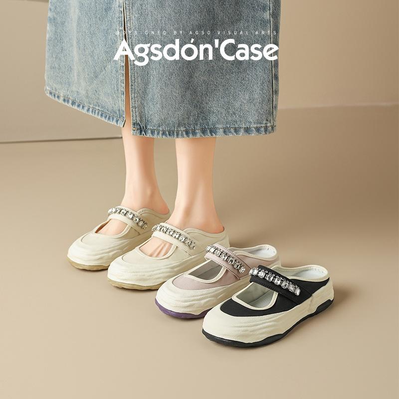 Augustine taška hlava poloviční pantofle dámské 2025 nové podzimní lehké sandály na platformě na jedno našlápnutí plátěné boty