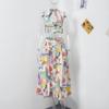 Women Sexy Printed Halter Skirt Suits Summer Sleeveless Backless Crop Top Single Breasted Split Skirts Two Piece Sets