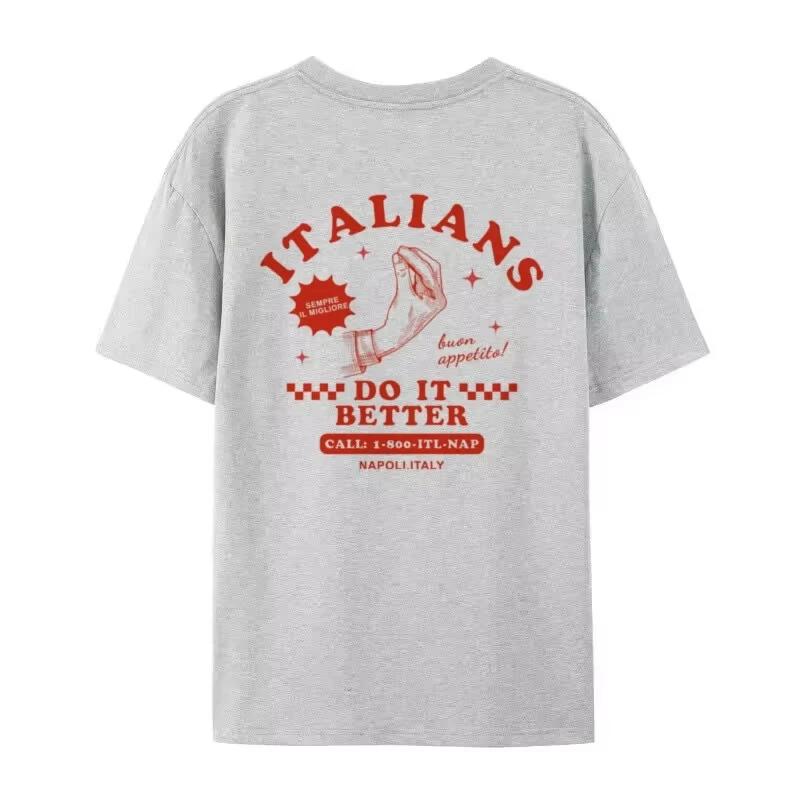 

fun Tshirts with loose vintagestyle prints on the back Italian enthusiast Tshirts cute Italian food shirts Womens tops gift 4XL