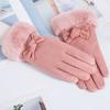 Warm Gloves Suede Women's Student Cute Outdoor Riding Plus Fleece Thickened Cold Touch Screen Autumn and Winter Gloves