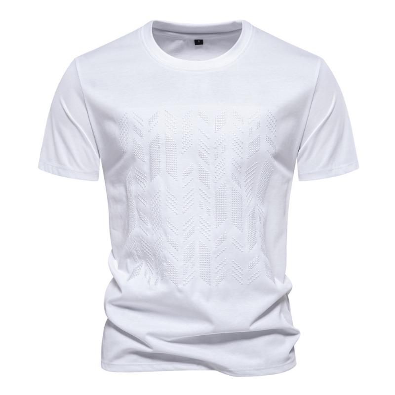 Fashion Casual Slim Fit Embroidered Short Sleeve T Shirt For Men S белый