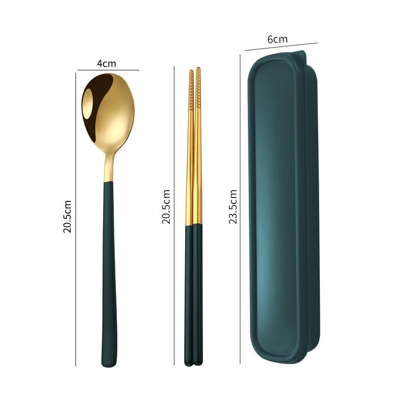 Three-Piece Japanese Stainless Steel Cutlery Set: Spoon, Fork, Chopsticks