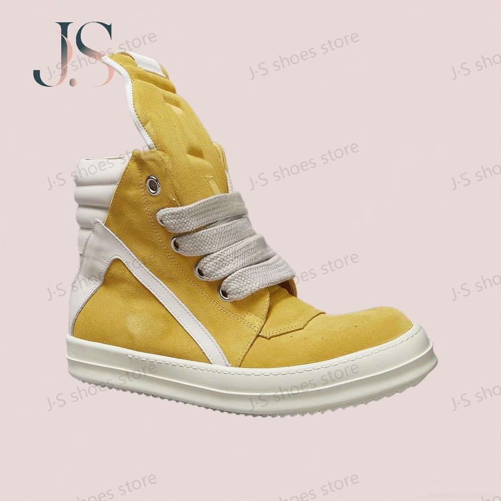 Brand Men Boots R-o Women Sneaker Yellow Suede Casual Shoes High Top Shoe Ankle Boot Leather Zipper Thick Sole Flat Sneaker