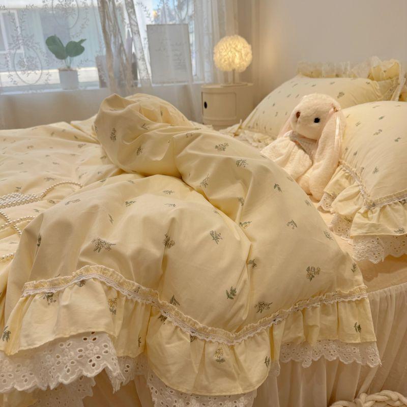 Cotton Bedding Four-piece Set Lace Quilt Cover Bed Sheet Pillowcase