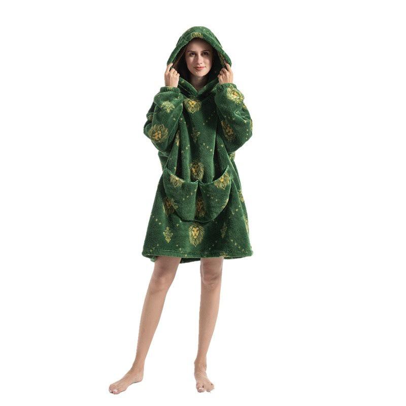 Cozy Autumn/Winter Pumpkin Blanket Sweatshirt: Thick Cotton Velvet Bathrobe for Indoor and Outdoor Warmth