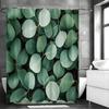 Green Leaf Shower Curtain, Bathroom Decorative Shower Curtain, Waterproof Shower Curtain with Hooks