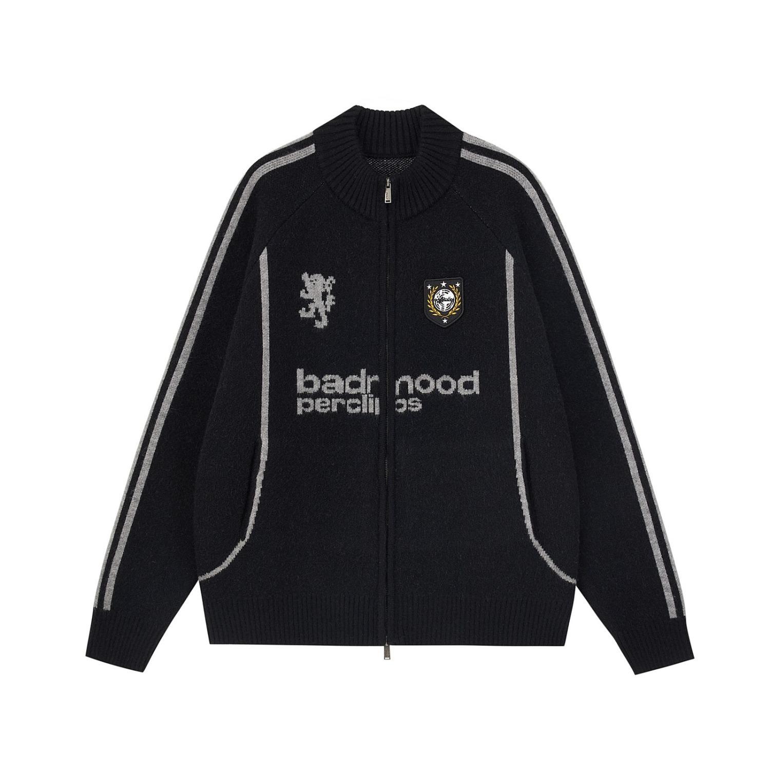 

Мужской кардиган на молнии с высоким воротником в стиле ретро L чёрный