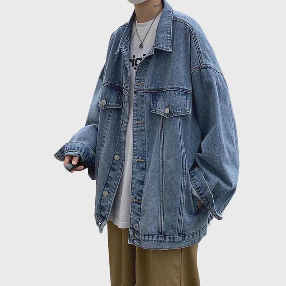 Men's Oversized American Retro Denim Jacket - Trendy, Stylish Spring/Autumn Workwear