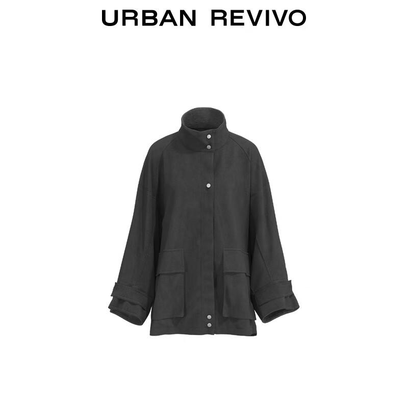 UR Women's Winter Fashion Loose Fit Stand Collar Raglan Sleeve Jacket