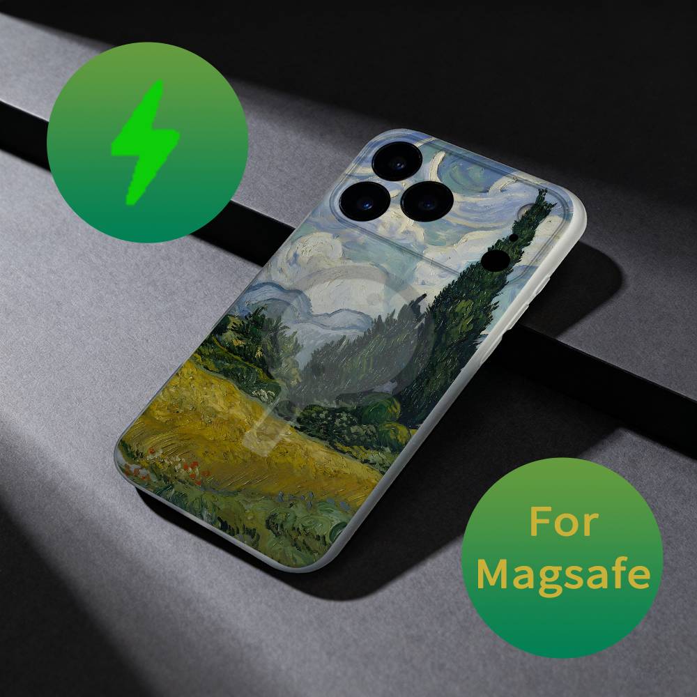 Vintage Van Gogh Pattern Phone Case For iPhone 17,16,15,14,13,12,X,XS,Pro,Max,Plus,E,Air,Mini with Magsafe Magnetic Liquid TPU