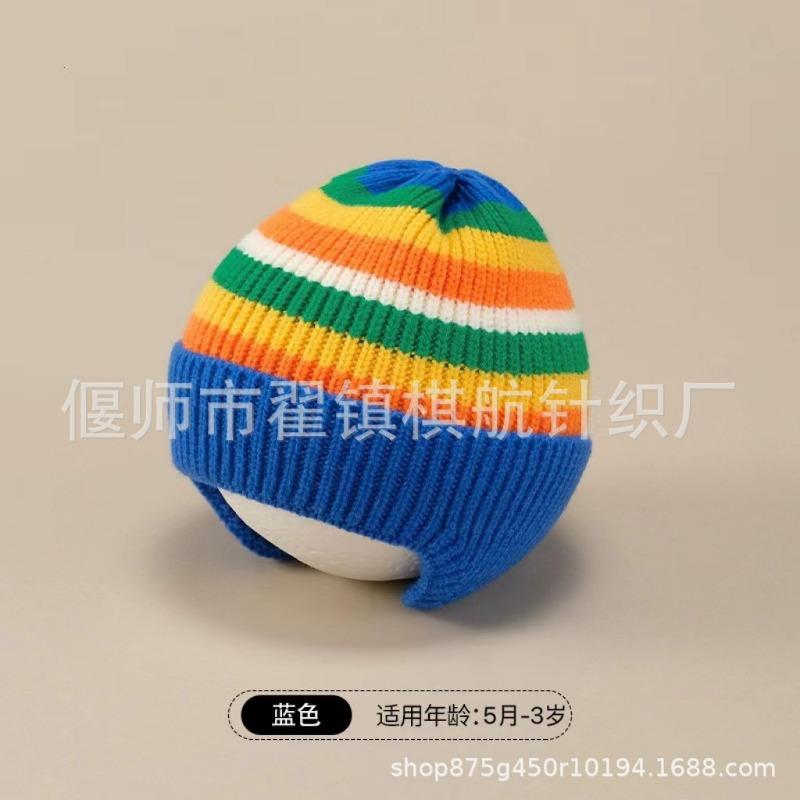 Autumn and Winter Thick Thread Knitted Hat New Cute Bear Boys and Girls Winter Plush Wool Hat Ear Protection Children's Hat