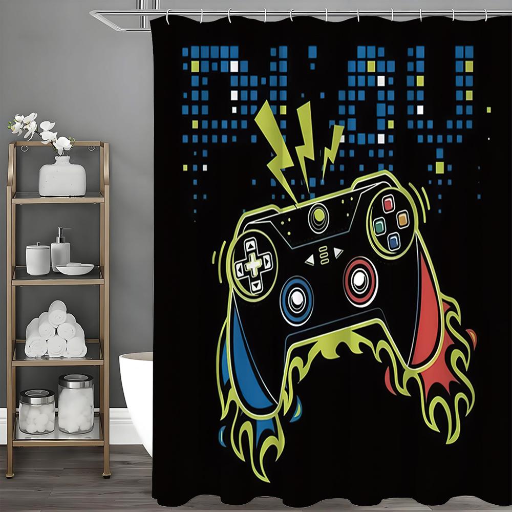 

Cool game console shower curtain, bathroom decorative shower curtain shower curtain, waterproof with hook shower curtain 90*180cm