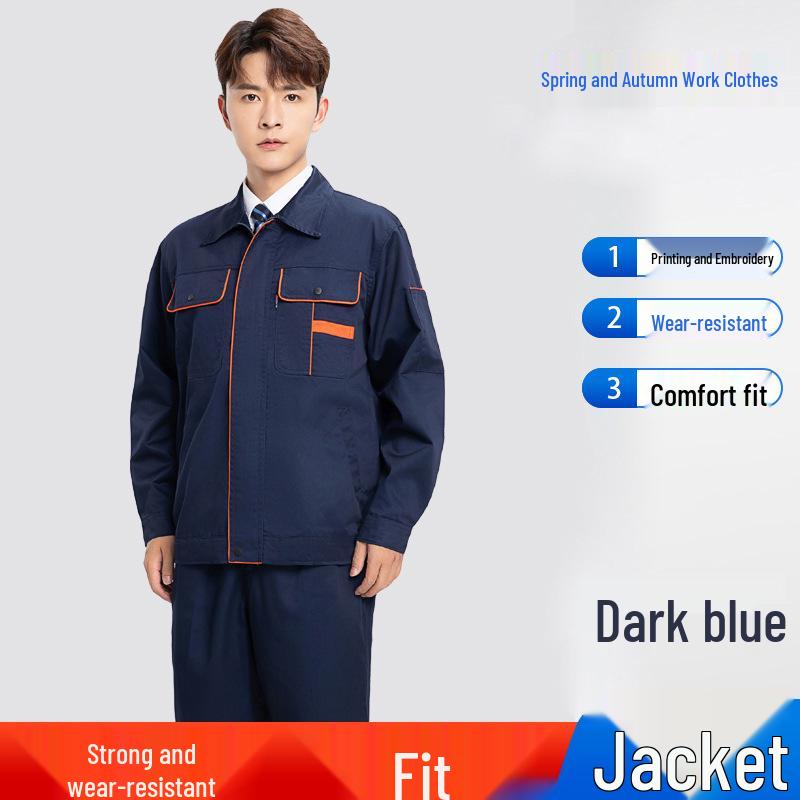 Breathable Polyester-Cotton Long Sleeve Workwear Set for Spring and Autumn