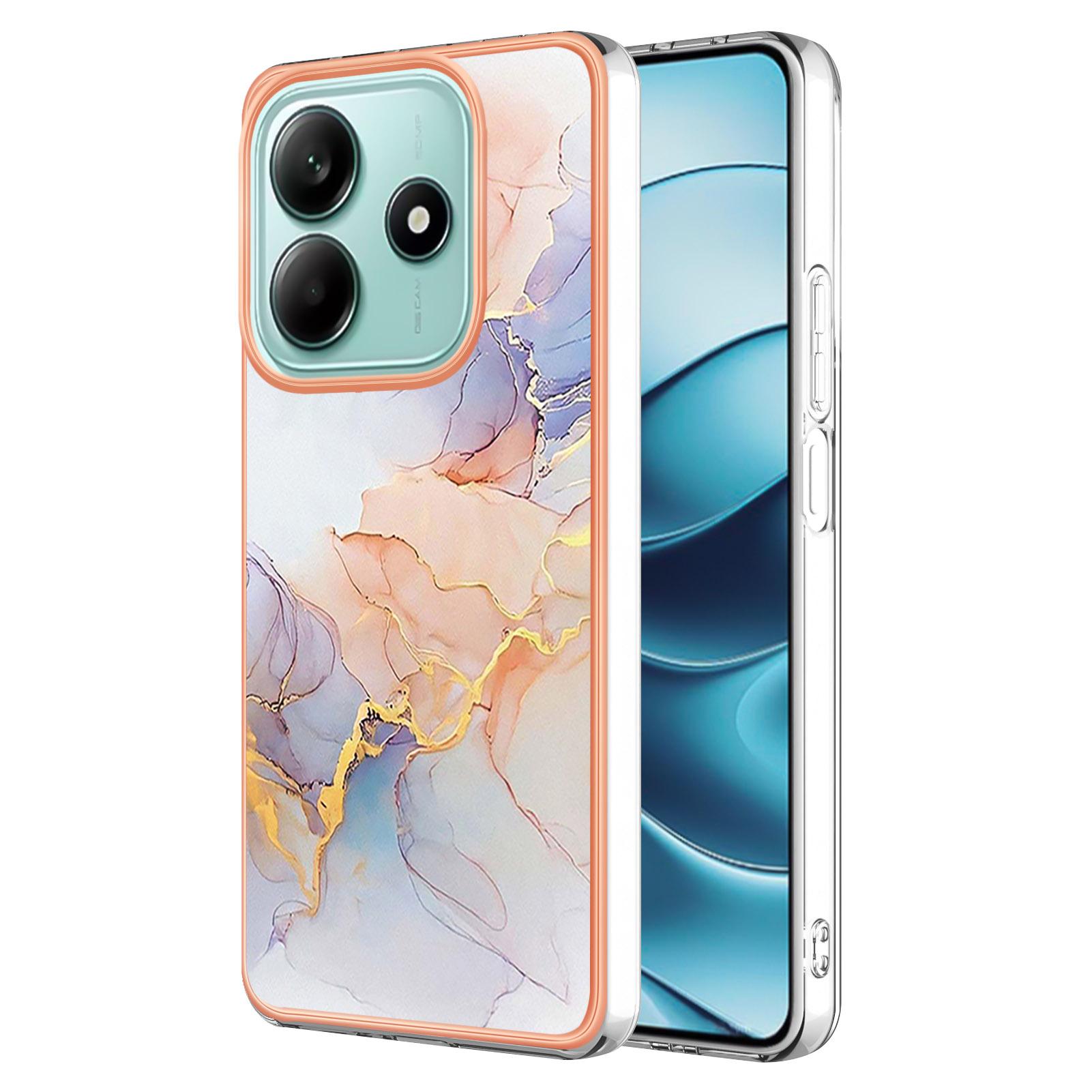 

For Xiaomi Redmi Note 14 5G Case with IMD Marble Flower Pattern TPU Mobile Back Cover C