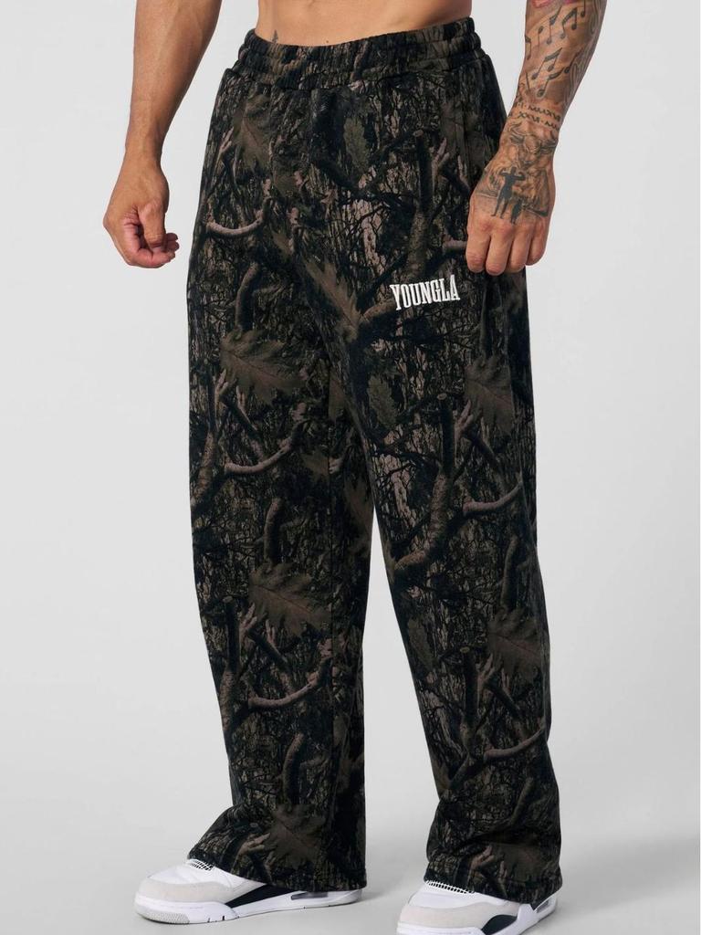Men's Camouflage Wide-Leg Athletic Pants: Trendy Printed, Loose-Fit Casual and Running Style