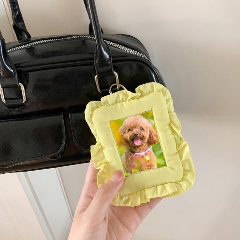 Cute Cloth Pillow Photo Holder Keychain For 3 Inch Photocard Cards Portable Wall Decoration Travel Accessory