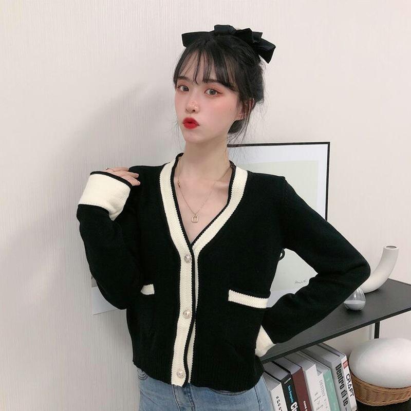 Xiaoxiangfeng sweater jacket women's autumn outer with thin knitted cardigan new V-neck clothing