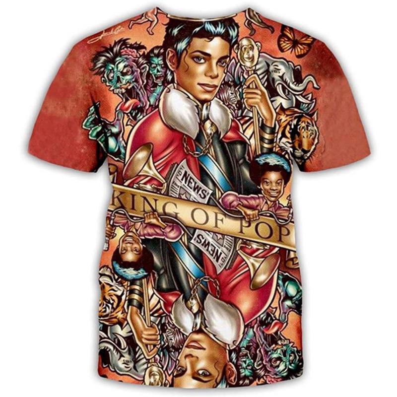 Mode d'été Michael Jackson chanteur hip-hop rétro cool décontracté hommes Harajuku streetwear manches courtes