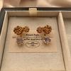 Three-dimensional gold rose bright diamond stud earrings romantic retro exquisite high-end earrings