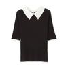 Proportion Body Dressing Collared Short Sleeve Ribbed Knit Black Women's 2-Way Sweater,