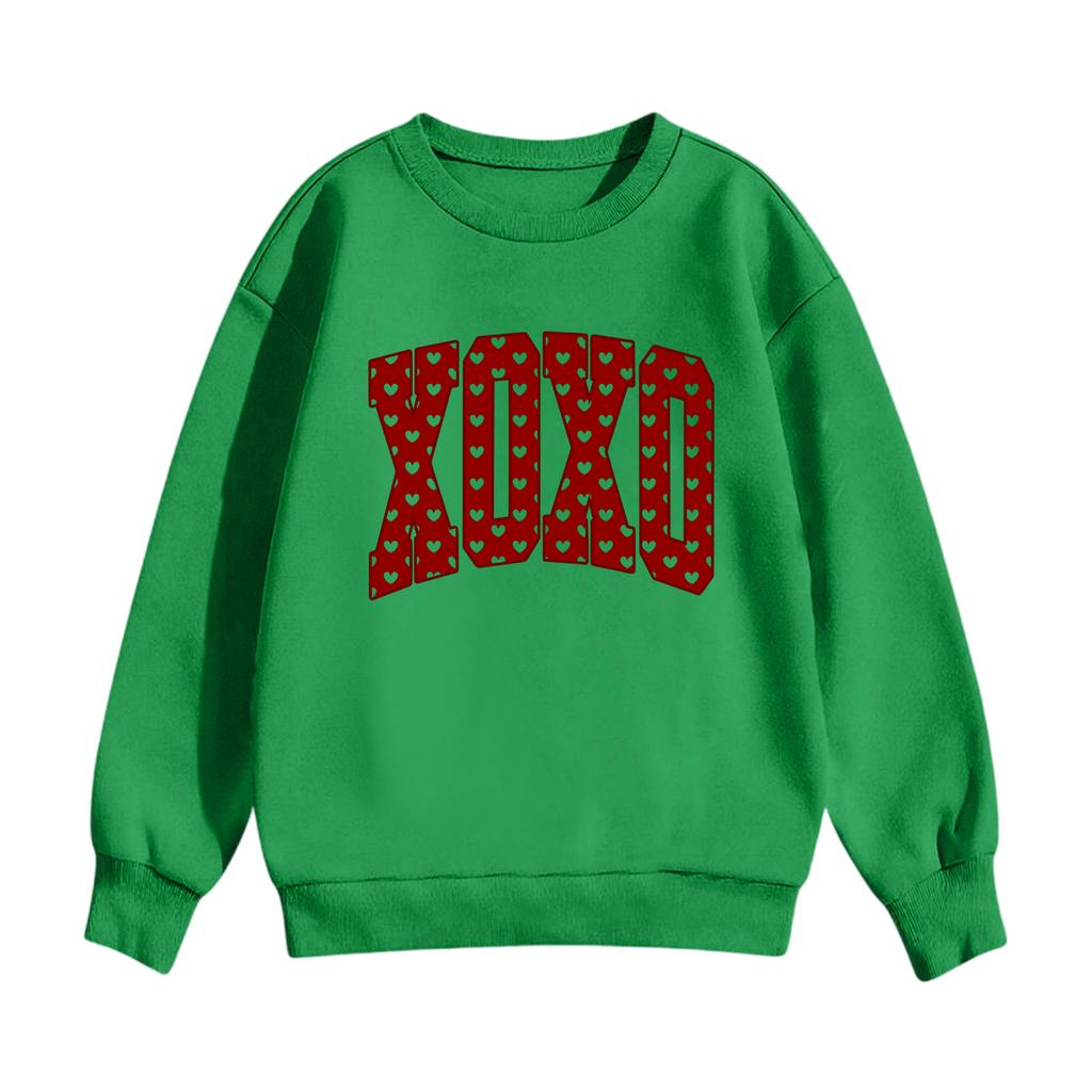 Children's Casual Round Neck Printed Pullover Long,sleeved Hooded Sweatshirt Top