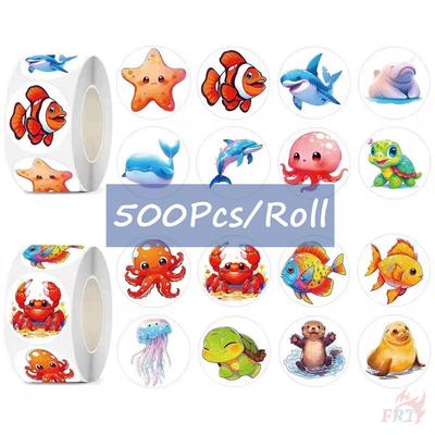 500Pcs/Roll Q Marine Animals Kids Rewards Stickers - DIY Scrapbooks Album Decor Sealing Label Decals