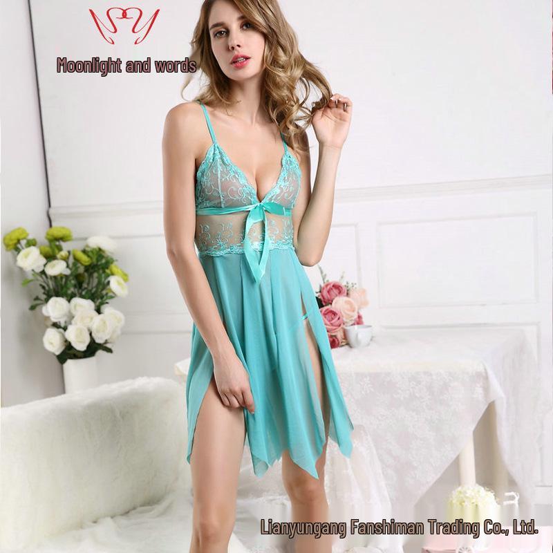 Lace Nightgown - European & American Sexy Embroidered Women's Sling Dress