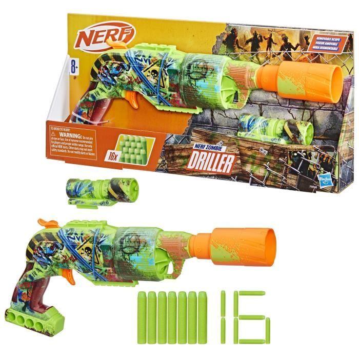 Nerf Zombie Driller, Dart Blaster, Rotating Cylinder, Ages 8+