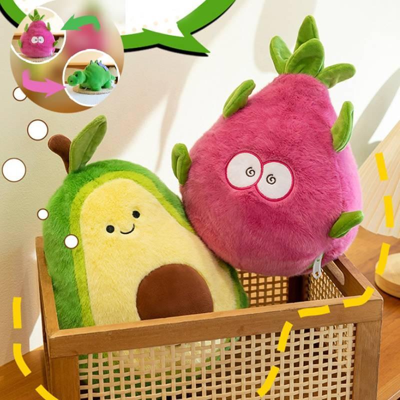 Flip Creative Plush Toy Pitaya Into Dinosaur Doll Avocado Into Cow Gift Birthday