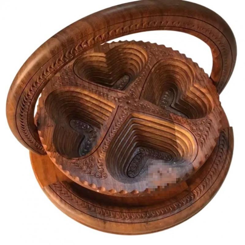 Blue Wooden Geometric Fruit Basket: Walnut Wood, Pakistani Dried Fruit, Free Shipping - Chinese Style