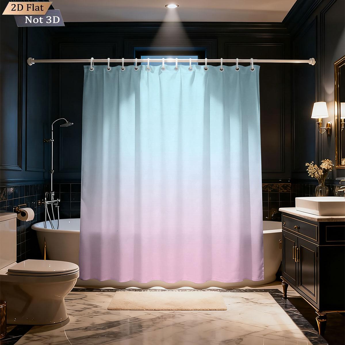 

1Pc Simple Gradient Color Printed Waterproof Bathroom Partition Privacy Curtain With 12 Hooks Multiple Sizes Machine Washable W60H190(CM)-1 Pcs