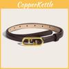 Gold Oval Simple Buckle Decoration Women Solid Color Slim Belt For Use Daily