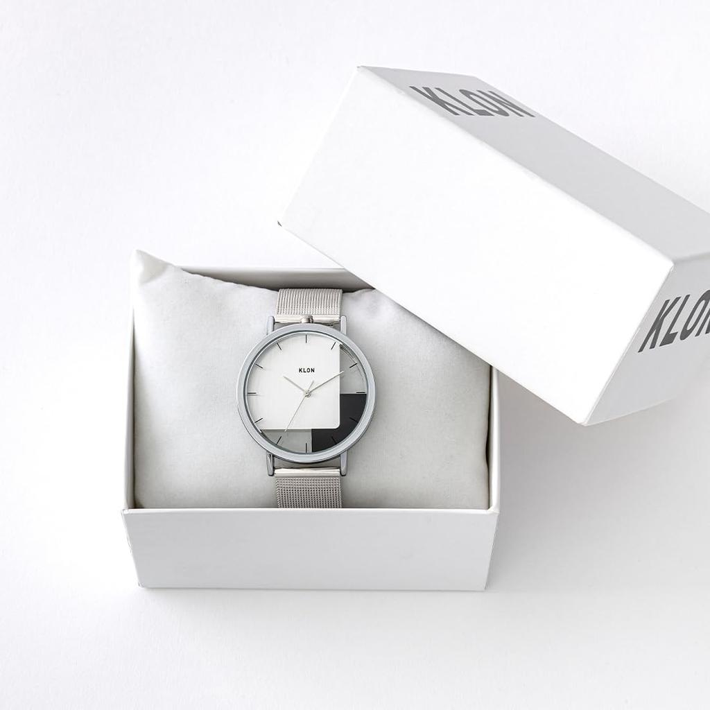 Klon Skeleton and Simple Replacement KLON INVISIBLE OVERLAPPING TILES 38mm Watch, Clear, Men's Women's, Strap, SILVER,
