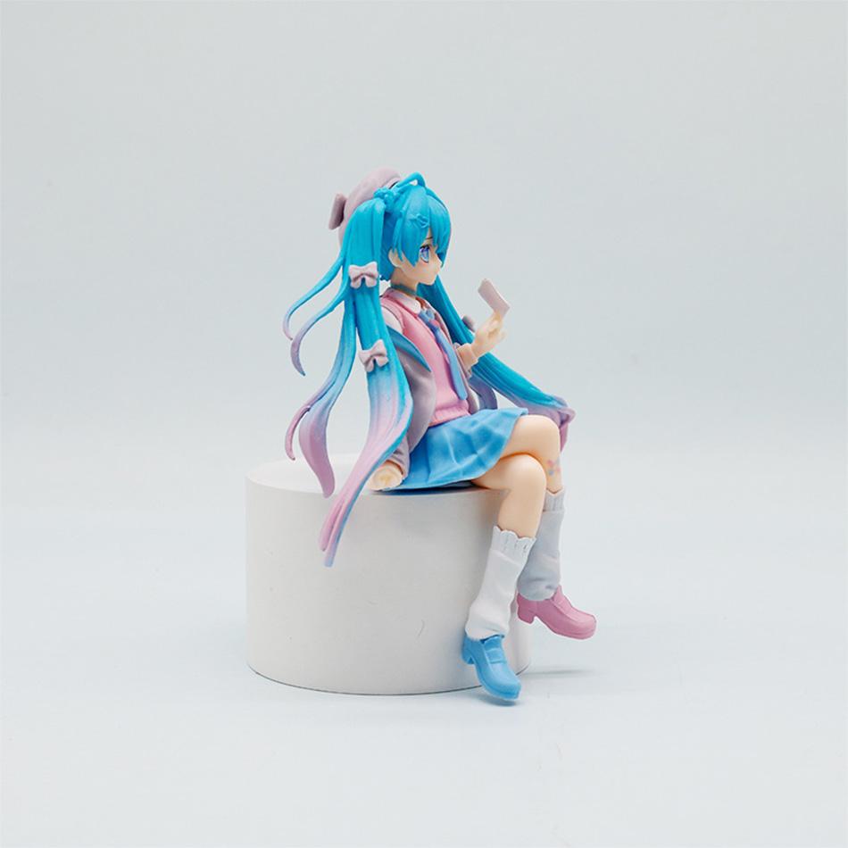 NEW 14CM  Hatsune Miku Desktop Cute Action Figure Neko T-Shirt Ver. Anime Figurine Kawaii Girl Model Toy Gift