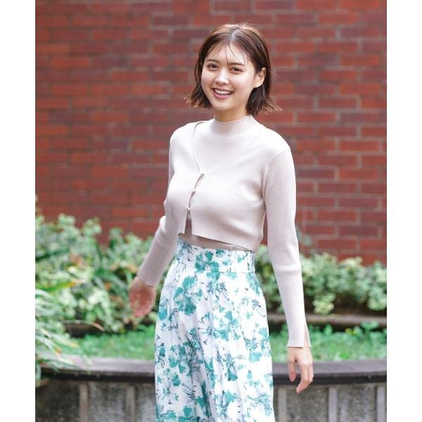 Jill by Jill Stuart Women's Sheer Neck Layered Cardigan, Green