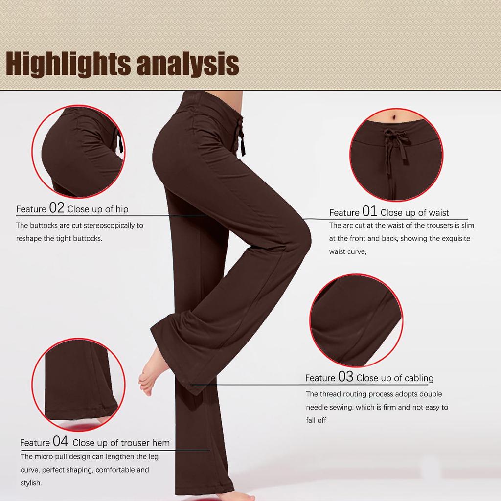 Women's Micro Flared Pants Yoga Pants High Waist Drawstring Lace Hip Lift Color Casual Pants
