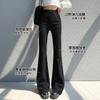 Black Micro-pull Suit Pants Women's Autumn New Small High-waisted Straight-leg Casual Flared Pants