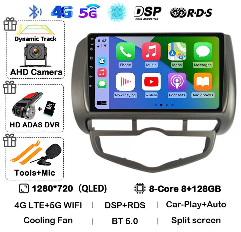 Android 14 Auto Carplay WIFI+4G For HONDA JAZZ City 2002 - 2007 HD 2 Din Car Radio Multimedia Video Player Stereo GPS 360 Camera