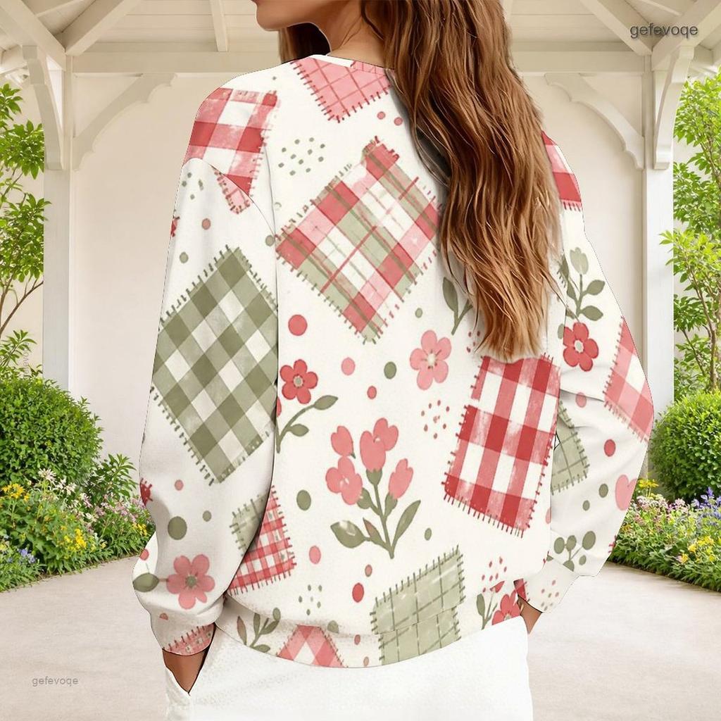 Women Plus Size Abstract Printed V Neck Front Zip Long Sleeve Sweatshirt With Ribbed Cuffs
