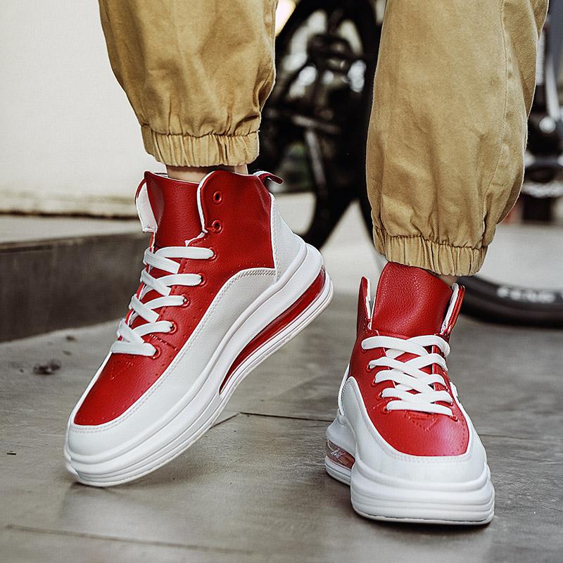 Fashion Red and White Shoes For Men Unisex Platform Casual Shoes Sneakers High top Leather Sneakers Men Air Cushion Sports Shoes
