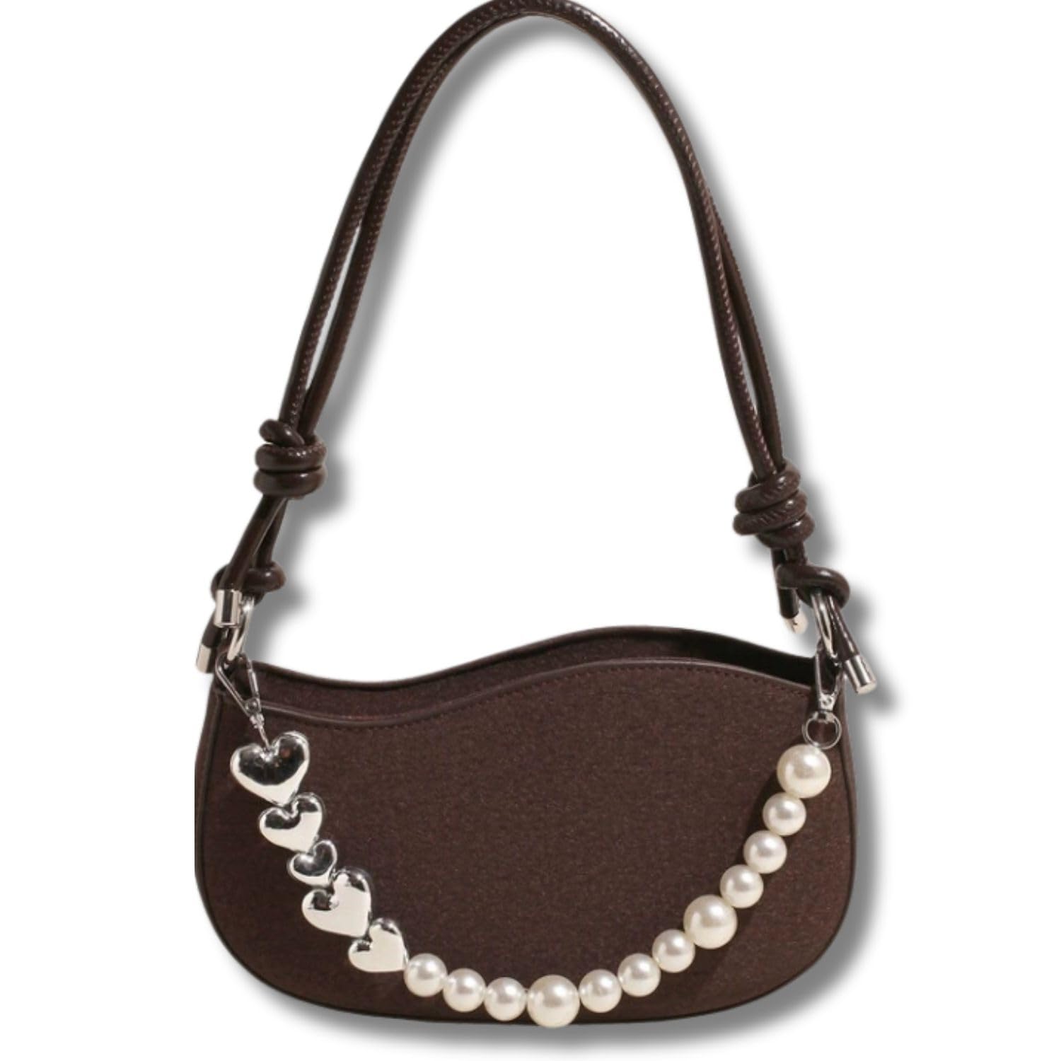 

Маленькая на плечо милый дизайн с сердечками и мини для женщин и девочек сумочка, сумка, жемчуг, сумка, легкая, самоподдерживающаяся, (коричневый)