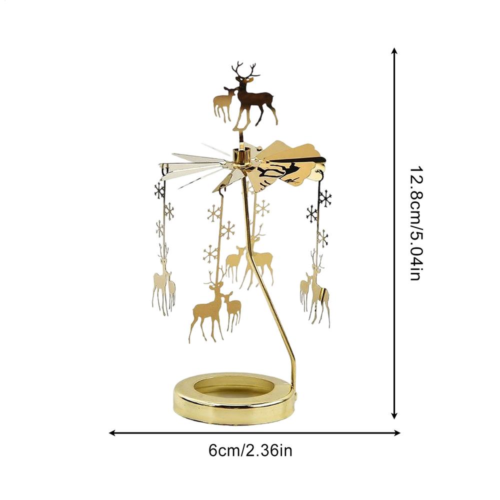 Christmas Aromatherapy Carousel Candles Holder Christmas Rotary Gold Carousel Candle Spinner Metal Tea Lamps Home Decor