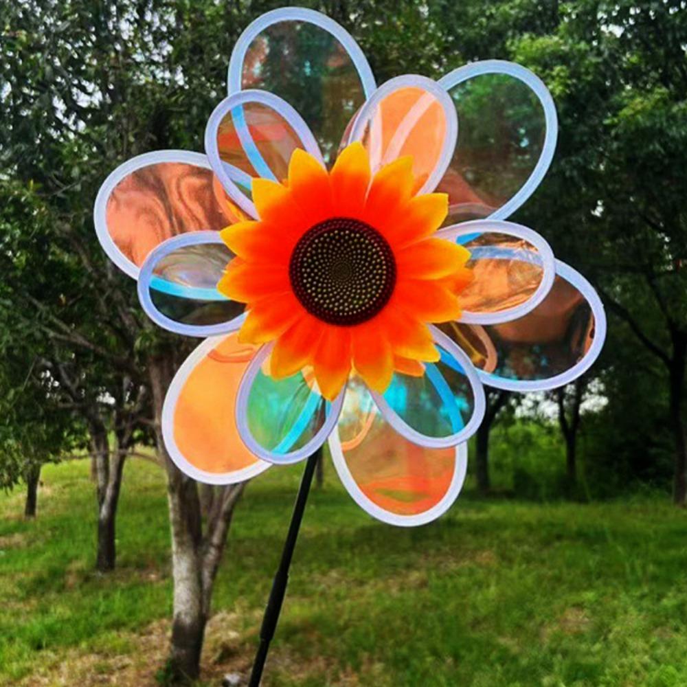 Diameter 27~38cm Rotating Sunflower Stake Standing Lawn Flower Pinwheel  Outdoor Party Picnic Decor