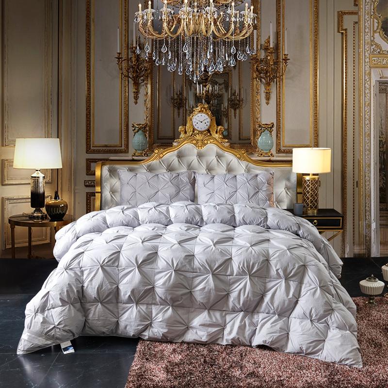 3D Bread White Goose Down Filler Comforter King Queen Size Duvet Insert, 100% Cotton Cover, All Seasons Quilt Thicken Blanket