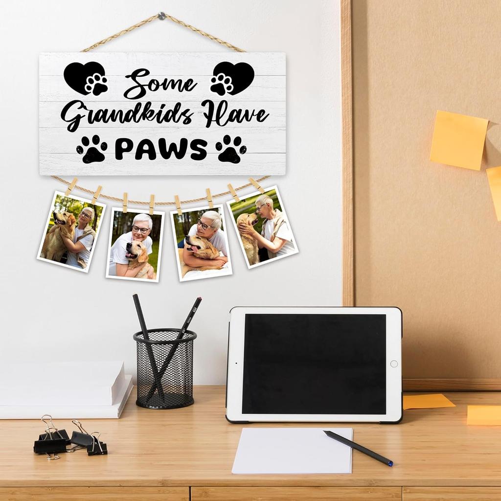 Dog Grandparents Gifts Picture Frame Photo Hanging Display, Dog Grandma Grandpa Lovers Owner Gifts, Some Grandkids Have Paws Picture Board Photo